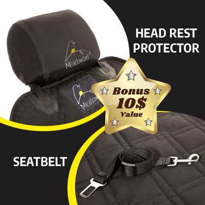 Dog Car Seat Cover, Beige, Polyester, Front Seat, Universal Fit, Water Repellent, Durable, Nonslip, Washable, W/Free Seat Belt & Headrest Cover